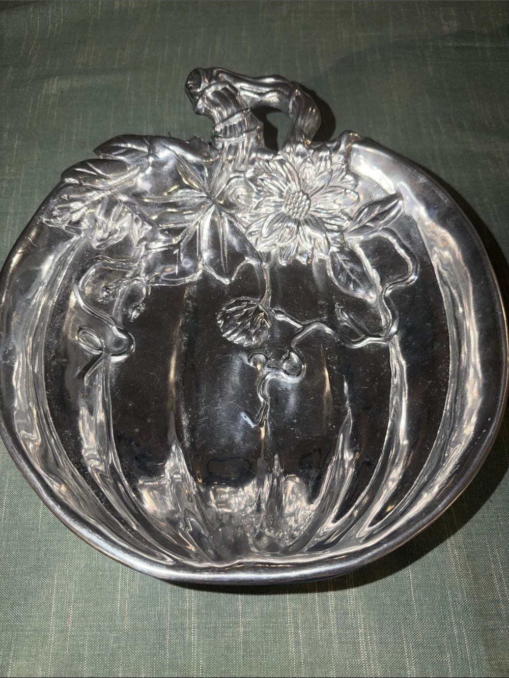 Fitz and Floyd Silver Decorative Serving Bowl with Floral Motif